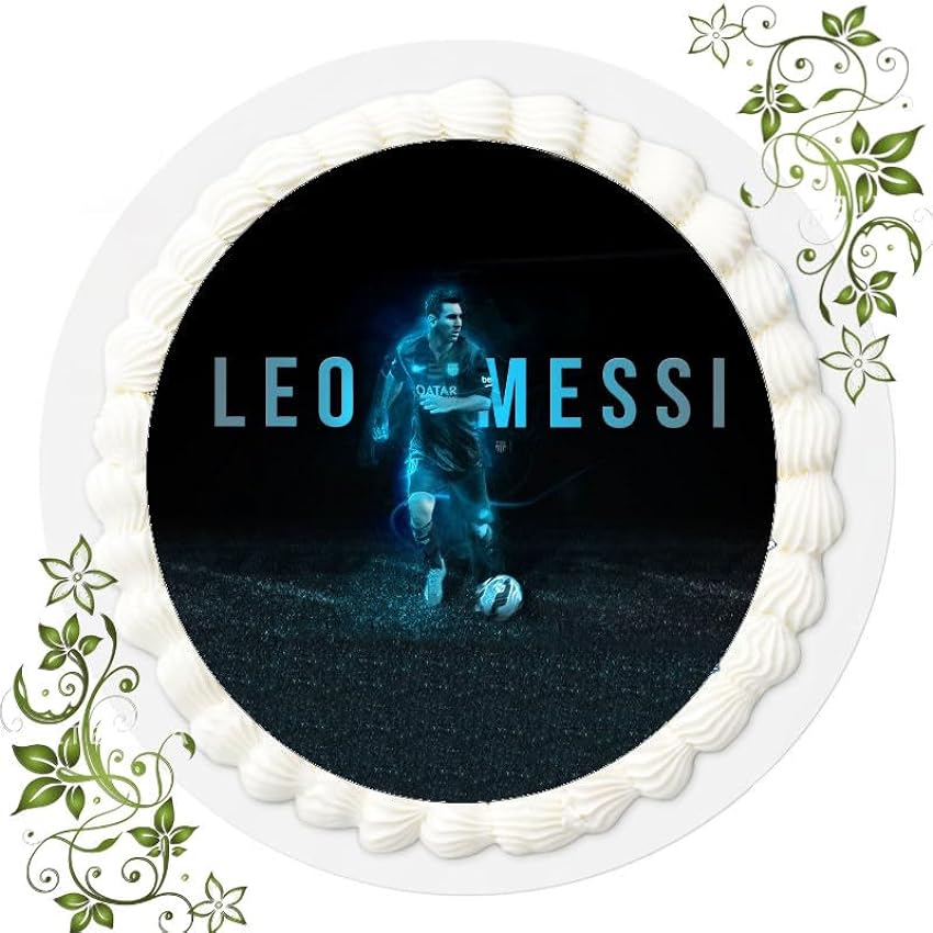 Decoración para tarta de cumpleaños con diseño de fútbol, decoración comestible para tartas, diámetro de 20 cm, FONDANT Messi Fútbol n.º 28 JNPFWGFW