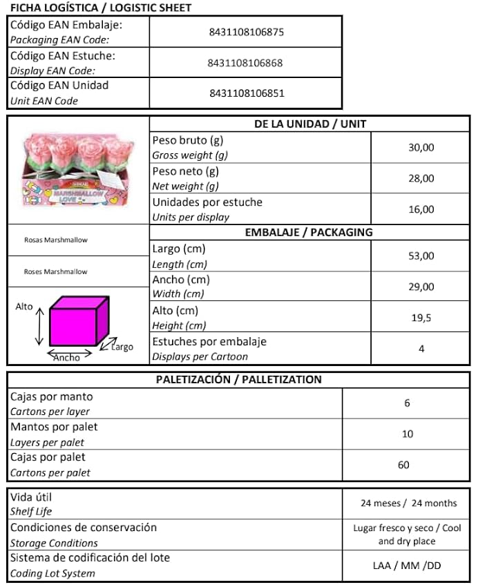 SIDRAL 16 Piruletas de Rosas Marshmallow Sabor Fresa (28 g) – Piruletas, Chuches San Valentín, Kit de Chuches Sin Gluten – Regalos Parejas nRLrpnQy