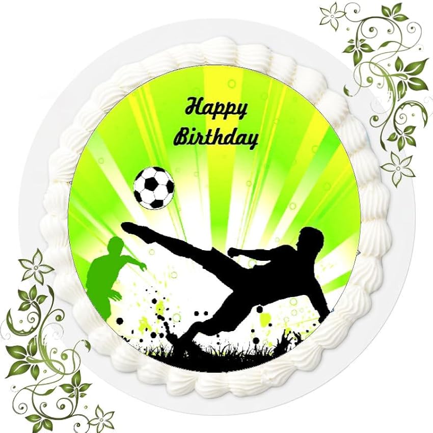Decoración para tarta de cumpleaños con diseño de fútbol, decoración comestible para tartas, diámetro de 20 cm, diseño de balón de fútbol Fondant n.º 1 fOV1WZTv