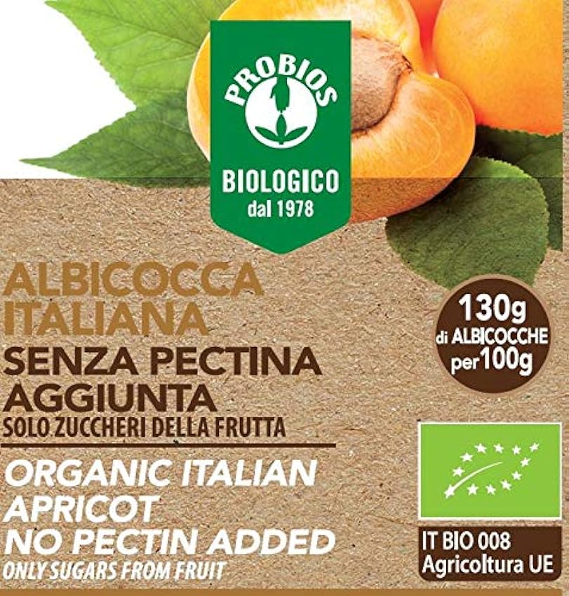 Probios Compota de Albaricoque, con Azúcar de La Fruta - Paquete de 6 x 220 gr - Total: 1320 gr KdCbm1Tu