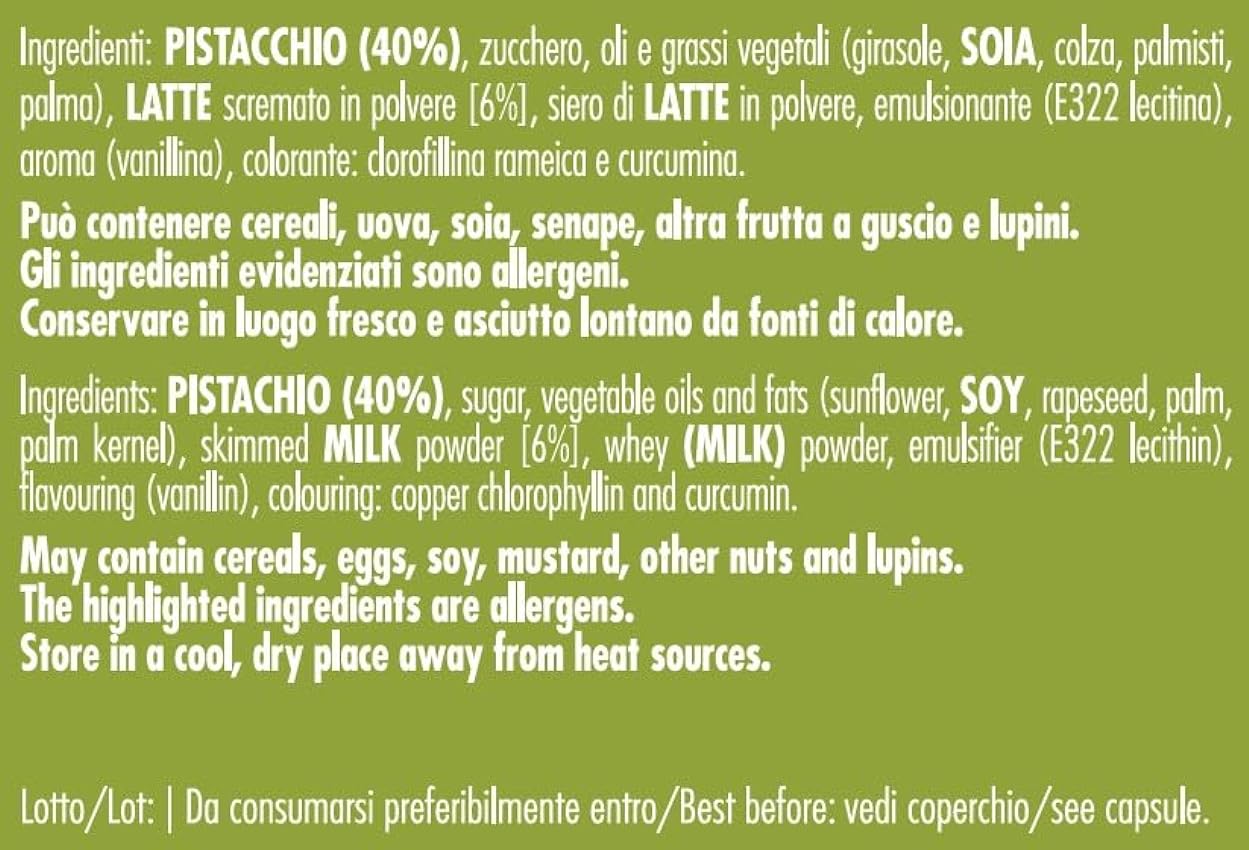 2 tarros - Crema de pistacho, el 40% de los pistachos de Sicilia, ideal para el desayuno, pero sobre todo para cosas dulces - 2x190g nH780Q7C