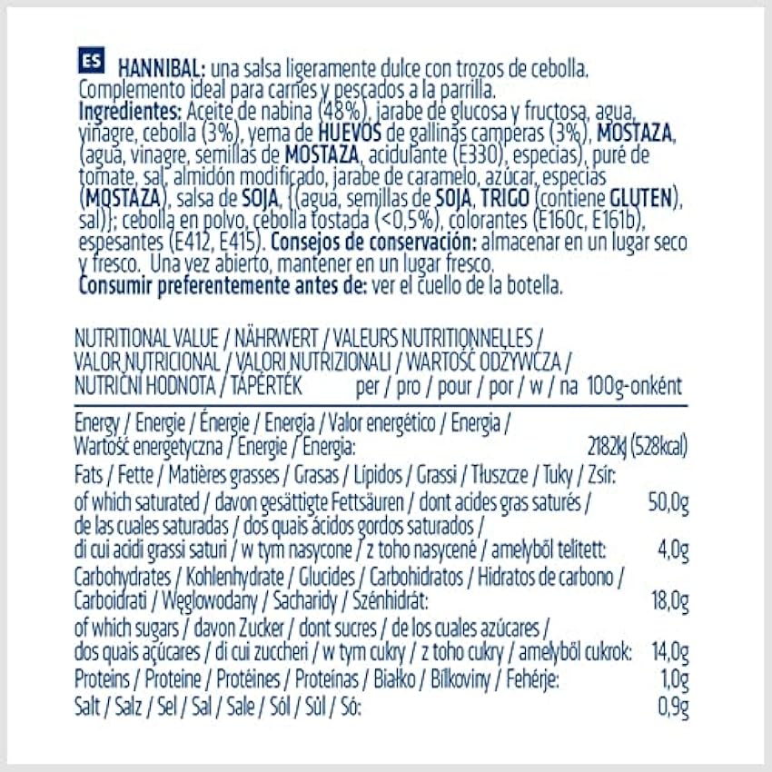 Hannibal - Salsa Especiada con Cebolla Dulce Tostada - Bote de 1 L - Producto Vegetariano - Para una Explosión de Sabor en tus Platos - Sabor y Textura Inmejorables - Risso JY9sCOnX