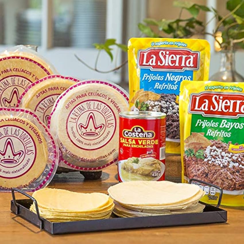 La Reina de las Tortillas | Tortillas Mexicanas de Maíz Amarillo| 32 Unidades | 10cm | Ideal para Fajitas | Sin Gluten | Maíz 100% Nixtamalizado GBE4FbnC