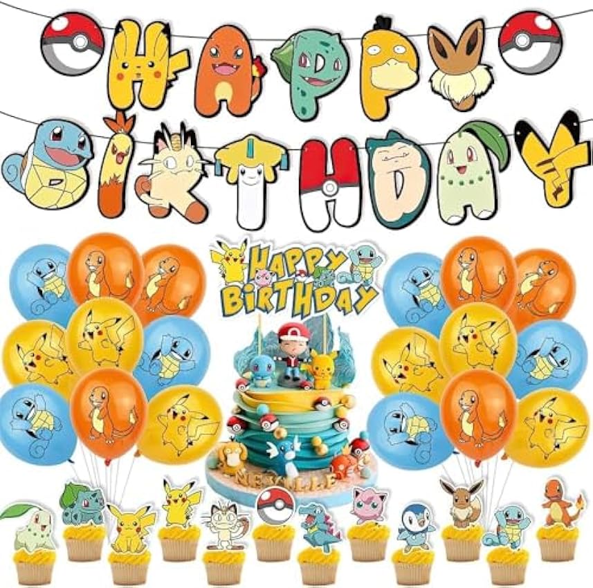 38 adornos para tartas de cumpleaños de dibujos animados y adornos para cupcakes, suministros de decoración para fiestas temáticas mQFSgd8H