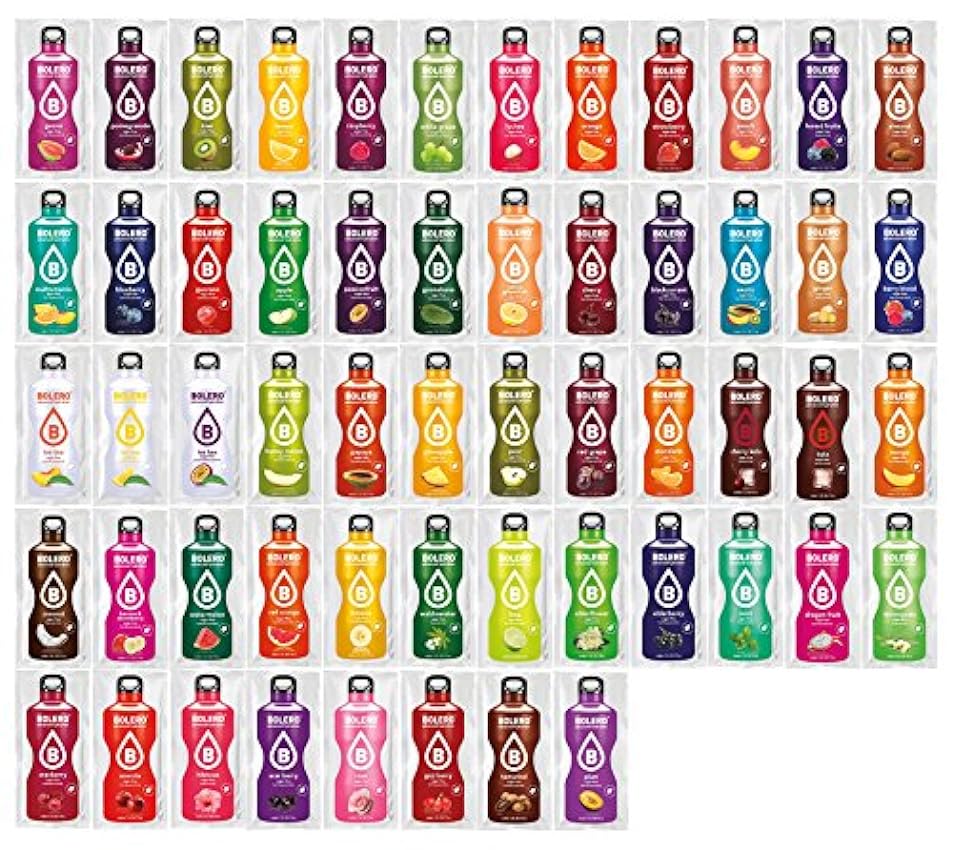 Bolero Drinks - Paquete de aprendizaje (Mezcla de frutas, en crema, 56 variedades, 501 g, para 84 litros de bebidas) iMUobtcn