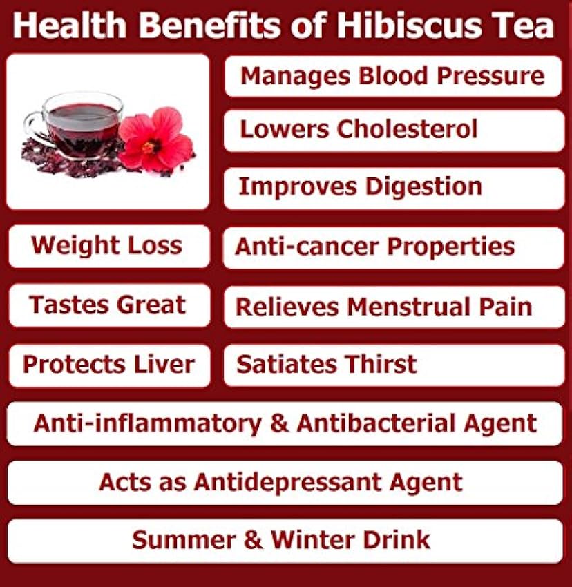KUKER - Hibiscus Tea, Genuine Hibiscus Tea Bags, Hibiscus Flower, Rose Tea, Leaves, Dried Hibiscus Flowers, Hibiscus Powder & Iced Tea Bags, (20 Tea Bags) 30g fq50XCYW