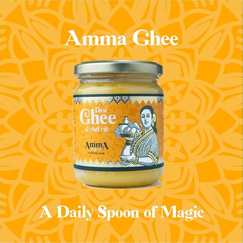 Amma Authentic Foods Ghee (Desi), 400 g | Mantequilla 100% clarificada | Se adapta a las dietas Keto y Paleo | Ideal para hornear y asar a altas temperaturas fzJ94KWu